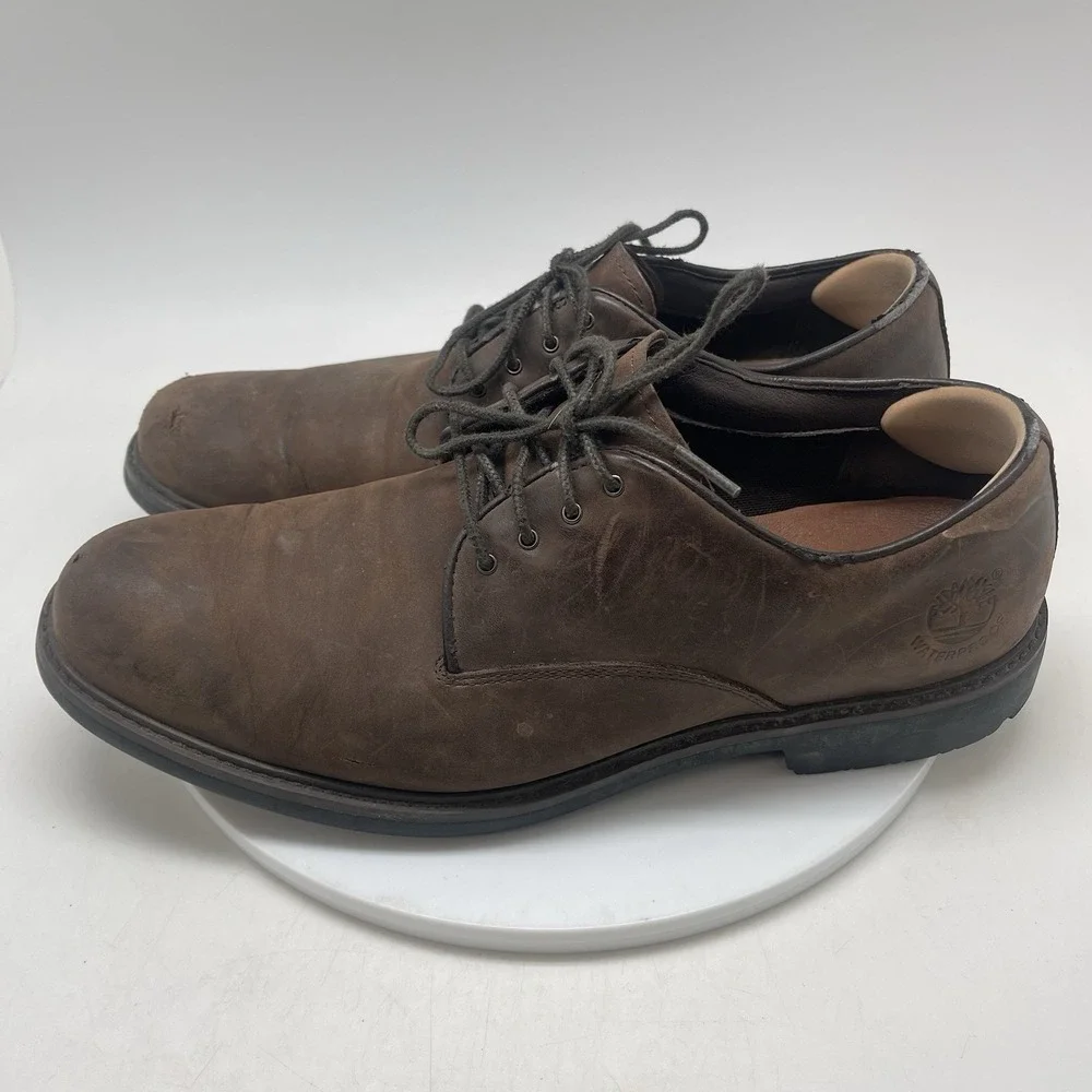 Timberland‎ Shoes Mens 10.5 Leather Oxford Stormbucks Brown Workwear Lace 5550R